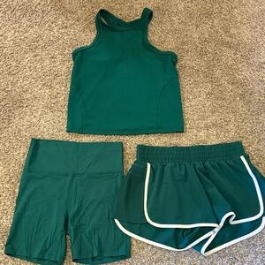 ALL IN MOTION Green Athletic Tank and Shorts Set